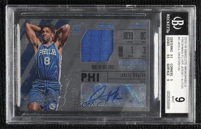 2015 Absolute Freshman Flyer Jersey Prime /25 Jahlil Okafor BGS 9 Rookie Auto RC - Image 1 of 2