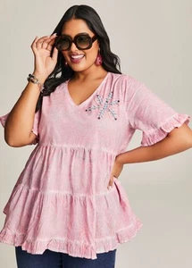 Taking Shape Cotton Pigment Foil Beaded Top Plus Size 18 New with Tag RRP $140 - Picture 1 of 5