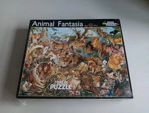 NEW 2007 HTF Animal Fantasia Lions Tigers Jaguar Cheetah Cougar 1000 Pce Puzzle - Picture 1 of 8