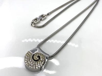 Givenchy Snake Chain Necklace Silvertone Stone Used - Image 1 of 4