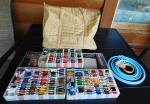 Embroidery Plastic Circle Hoops Set of 6, 3 Boxes of Threads & Zipper Bag #16 - Picture 1 of 1