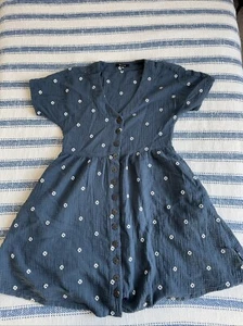 Madewell XXS Women’s Embroidered Muslin Dress Button Down Blue - Picture 1 of 5
