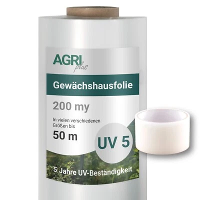 AGRI PLUS Gewächshausfolie Gartenfolie Frühbeet Treibhaus Gartenhausfolie transparent UV 5