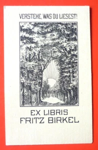 Exlibris, Bookplate "Fritz Birkel" Jugendstil, Wald - Imagen 1 de 1