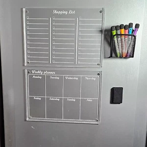 14pc Interchangeable Magnetic Clear Fridge Planner Calendar Board Set - BNIB - Picture 1 of 4