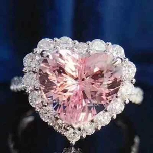 9.20Ct Heart Cut Natural Sapphire & Diamond Wedding Ring 18k White Gold Plated - Picture 1 of 23