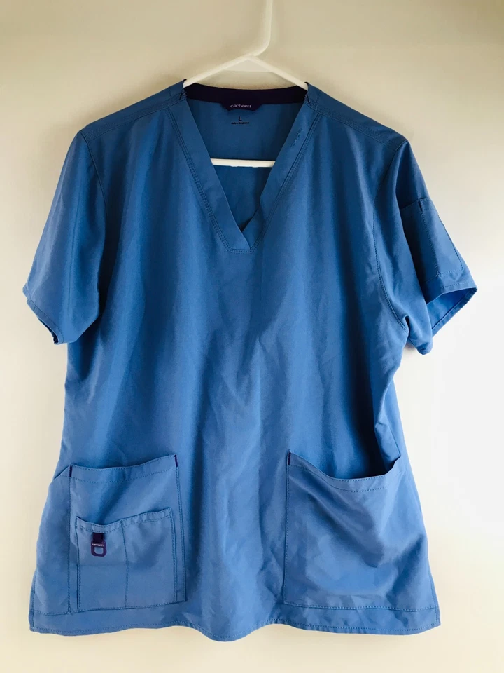 Blusa Médica Carhartt Para Mujer Talla Grande Azul Cuello en V Enfermería FORCE Bolsillos de Parche Foto 1 de 4