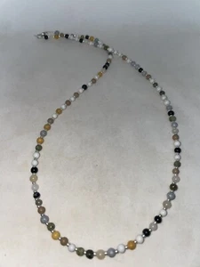 22” Handmade Beaded Necklace Dainty Ocean Jasper Silver Colored Seed Beads New - Picture 1 of 2