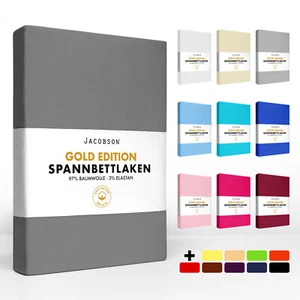 Spannbettlaken Jersey PREMIUM Bettlaken Spannbetttuch Baumwolle Elasthan 200GSM  - Bild 1 von 40