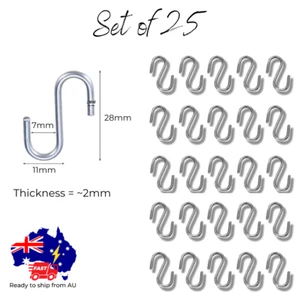 Mini S Hook Small S Hooks Stainless Steel Silver Metal S-Shaped Craft Connector - Picture 1 of 6