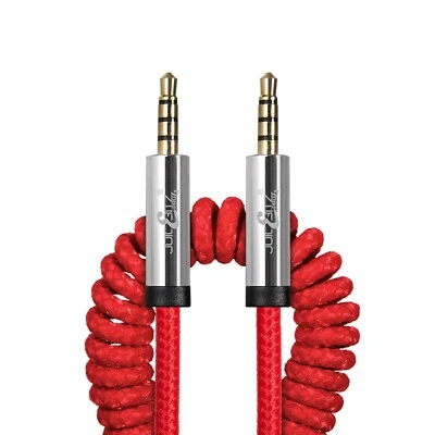 Conector de audio estéreo retráctil JuicEBitz® de 3,5 mm a 3,5 mm trenzado cable auxiliar - Imagen 1 de 4