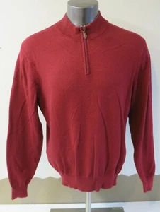Mens Pendleton Red 1/2 Zip Sweater Pullover Size M Cotton Cashmere Blend 1/4 - Picture 1 of 5