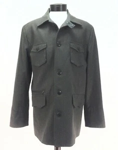 HAUSE OF HOWE Military Car Coat Jacket Green Wool Blend Men's 44 fits L $495 - Picture 1 of 11