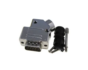 Conector D-Sub macho DB9 con carcasas traseras de dos piezas campanas metálicas - ángulo recto - Imagen 1 de 1