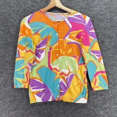 Cárdigan Ralph Lauren Mujer S Pequeño Naranja Geométrico Abotonado Manga Larga Foto 1 de 4