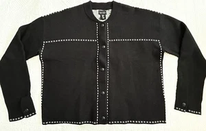 Nicole Miller New York Women Size XL Black Cardigan Sweater Snap Closure - Picture 1 of 6