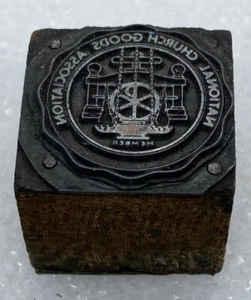 National Church Goods Association Wood Print Block Graphic Industrial Vintage - Picture 1 of 4