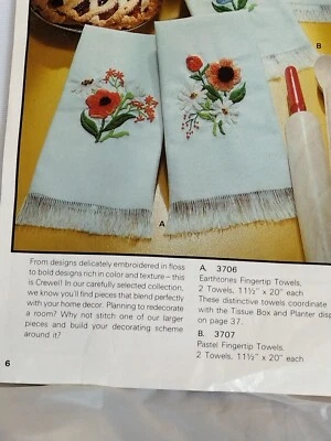 Vintage 1982 Artcraft Concepts Earthtones Fingertip Towels Crewel Kit Open Pacag - Image 1 of 4