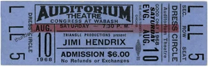 1 boleto de concierto completo 1968 Jimi Hendrix sin usar Chicago, IL reimpresión laminada - Imagen 1 de 1