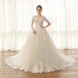 Vestido de novia con hombros descubiertos elegantes apliques de encaje sin espalda princesa vestidos de novia - Imagen 1 de 11