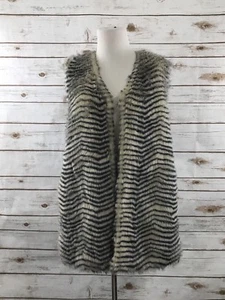 BETSEY JOHNSON Striped Animal Print Vest Fuzzy Faux Fur Fully Lined S - Picture 1 of 8