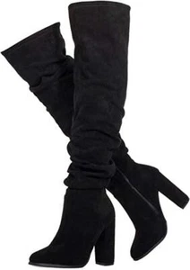 RF ROOM OF FASHION Chateau Women's Over The Knee Block Heel Stretch Boots - Picture 1 of 12