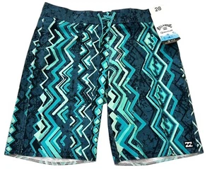 NWT Men's Billabong Swimsuit Boardshorts Sz 28 Blue Print Beach - Picture 1 of 6