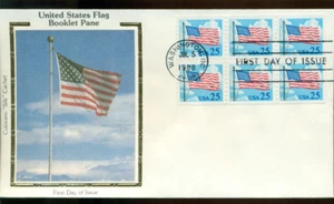 1988 FDC - Scott# 2285a - Pannello Bklt bandiera e nuvole - Cachet seta Colorano UA - Foto 1 di 1