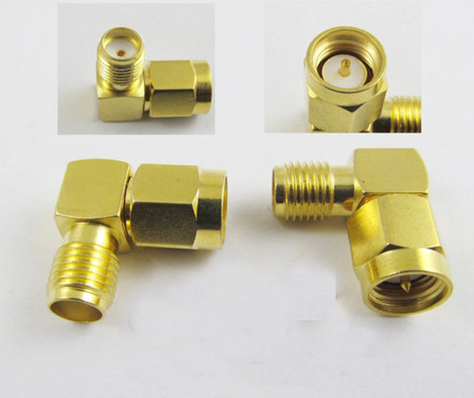 10x SMA Male Plug to SMA Female Jack Right Angle 90 Degree RF Connector Adapter - Image 1 of 4