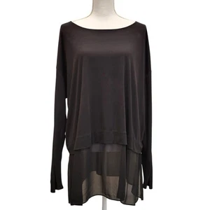 Eileen Fisher Top Women's XL Black 100% Silk Mixed Media Flowy Minimalist Lux - Picture 1 of 7