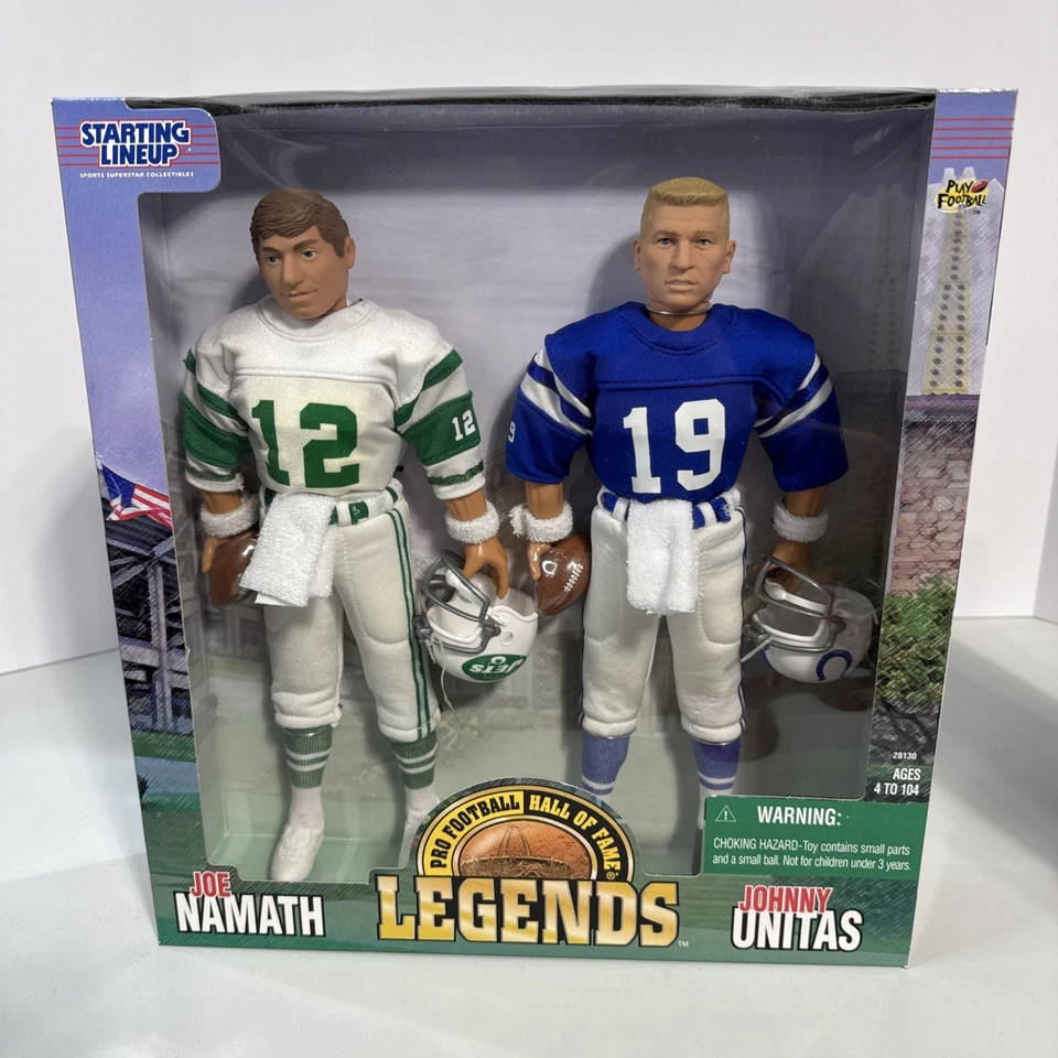 Joe Namath Johnny Unitas Kenner Starting Lineup NFL 12" Sports Figures 1998 - Image 1 of 4
