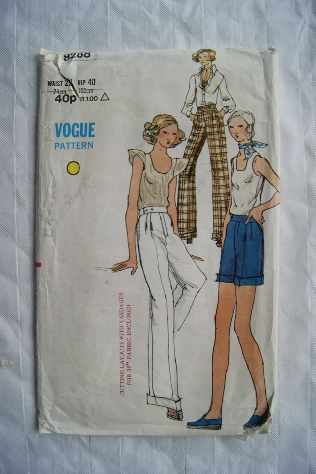 Vintage: Vogue Pattern No. 8288 misses pants & shorts, 23 waist 40 hip 74/102 cm - Image 1 of 1