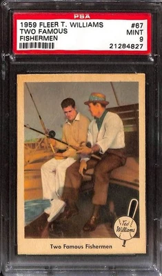 1959 Fleer Ted Williams #67 Two Famous Fisherman PSA 9 Mint 21284827  - Image 1 of 3