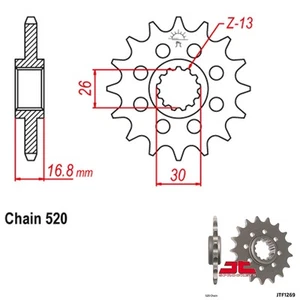 JT Sprocket Countershaft 520 Pitch 16 Tooth Honda RVT1000R RC51 (2000-2006) - Picture 1 of 2