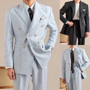 Trajes de hombre de negocios esmoquin de doble pecho trajes de boda fiesta de novio graduación cena - Imagen 1 de 22