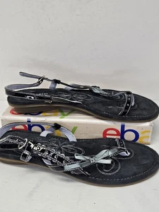 Damen Kenzie schwarz flach Riemen Slingback Sandalen Größe 6,5 M - Bild 1 von 7