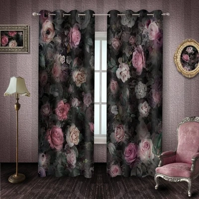 Cortinas oscuras góticas rosa para dormitorio rosa negro cortina floral 4284 pulgadas... Foto 1 de 4