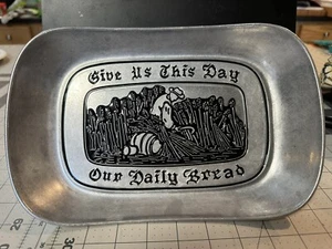 Vintage Wilton Columbia Plate “Give Us This Day Our Daily Bread”Pewter Tray Rare - Picture 1 of 3