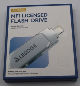Lesoge MFI Licensed Flash Drive 128GB Free up Phone storage - Afbeelding 1 van 6