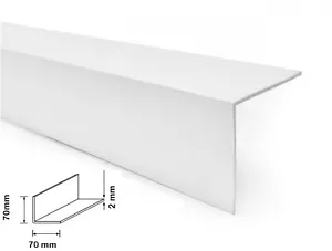 WHITE  100X100 mm and 70x70 mm,  1 METRE PLASTIC PVC CORNER 90 DEGREE ANGLE TRIM - Picture 1 of 4