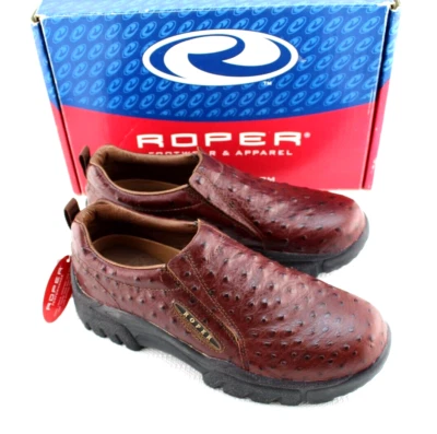 Mocasín sin cordones ROPER talla 9,5 marrón imitación cuero avestruz punta suave para hombre precio de venta sugerido por el fabricante $109 Foto 1 de 4