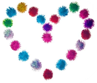20 Sparkle Glitter Tinsel Poms Balls 2" Colorful Toys Bag Catnip Cats Kittens! - Image 1 of 4