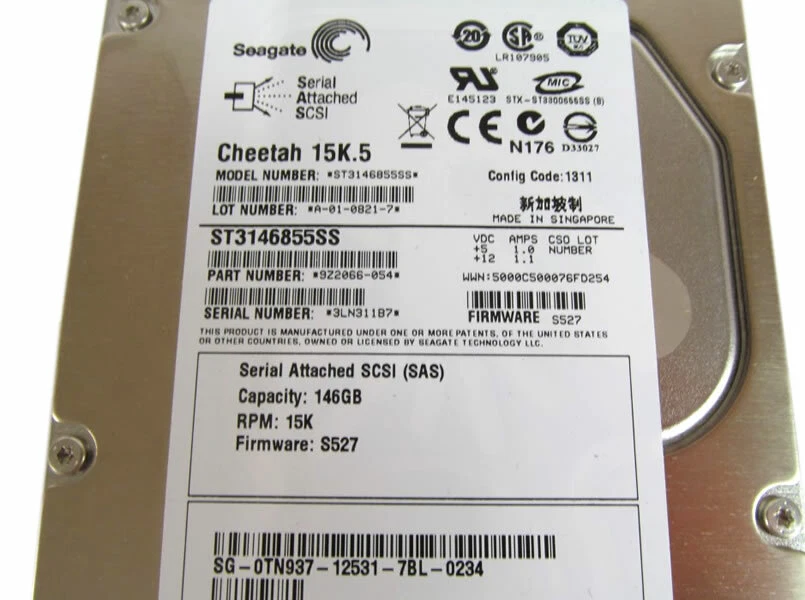 DELL 0TK237 0TN937 15K.5 ST3146855SS 3.5" 146GB SAS HDD  - Image 1 of 1