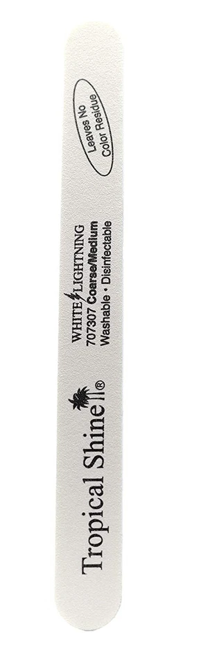 10 Pc Tropical Shine White Lightning Nail File 100/180 #707307 - Coarse/Medium