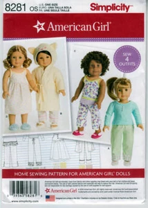 Sewing Pattern Simplicity 8281 18" American Girl Doll Pajamas Nightgown - Picture 1 of 1
