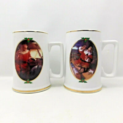 X2 Coca Cola Santa Holiday Christmas Tazas Borde Dorado 1996 Edición Coleccionista 5" Foto 1 de 4