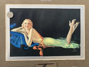 Original Rolf Armstrong Pin-up 1935 Calendar-City Coffee LA-'Waiting For You'! - Picture 1 of 11
