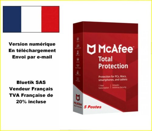 McAfee Total Protection 2024 ESD 5 Appareils PC Mac Android, iOS protection 1 an