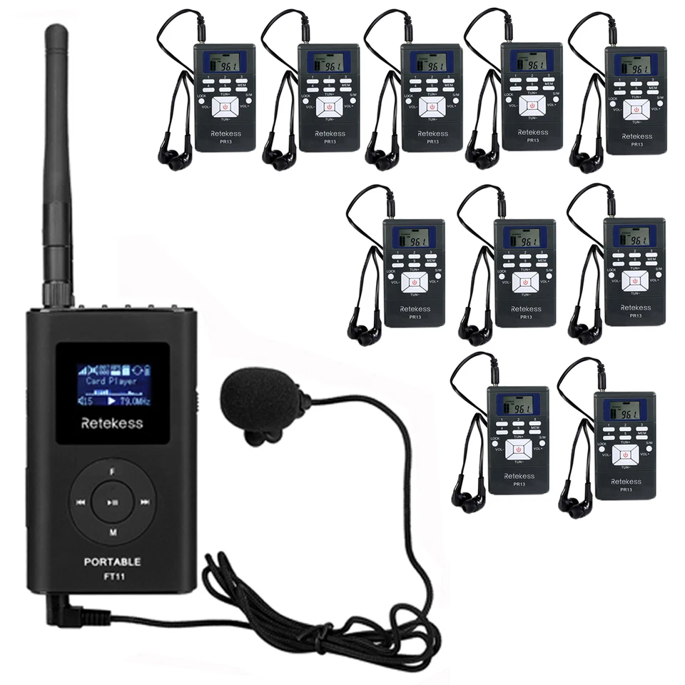 Retekess Wireless Tour Guide System Mic Transmitter 10 Receivers Meeting Travel - Image 1 of 4