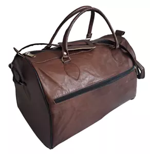Echte Leder Tasche Braun Gym Reisetasche 49x32 Sporttasche Beutel Flugbegleiter - Bild 1 von 10